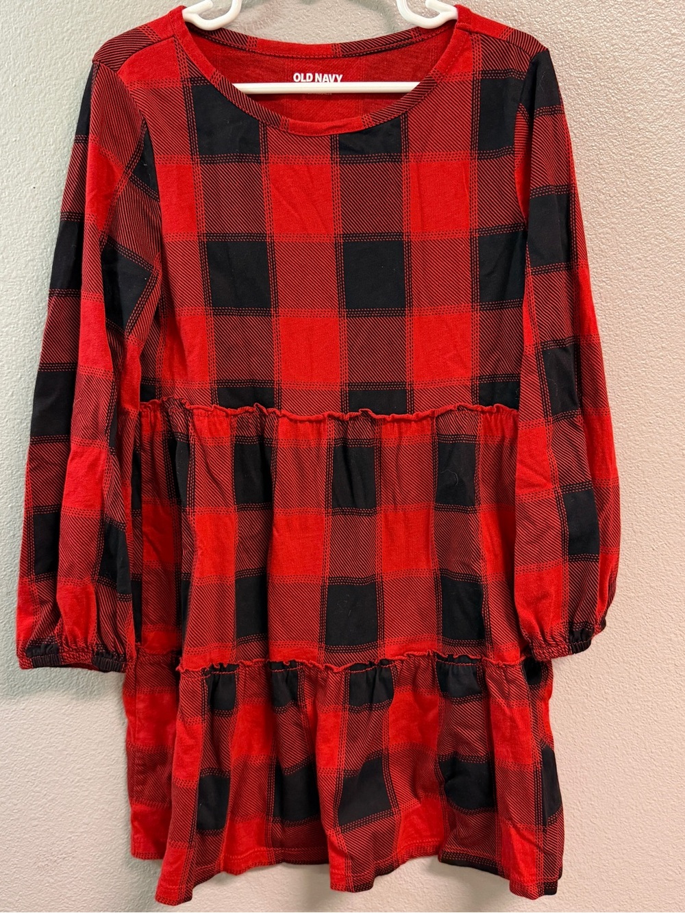 Old Navy Red and Black Plaid Tiered Girls' Dress
